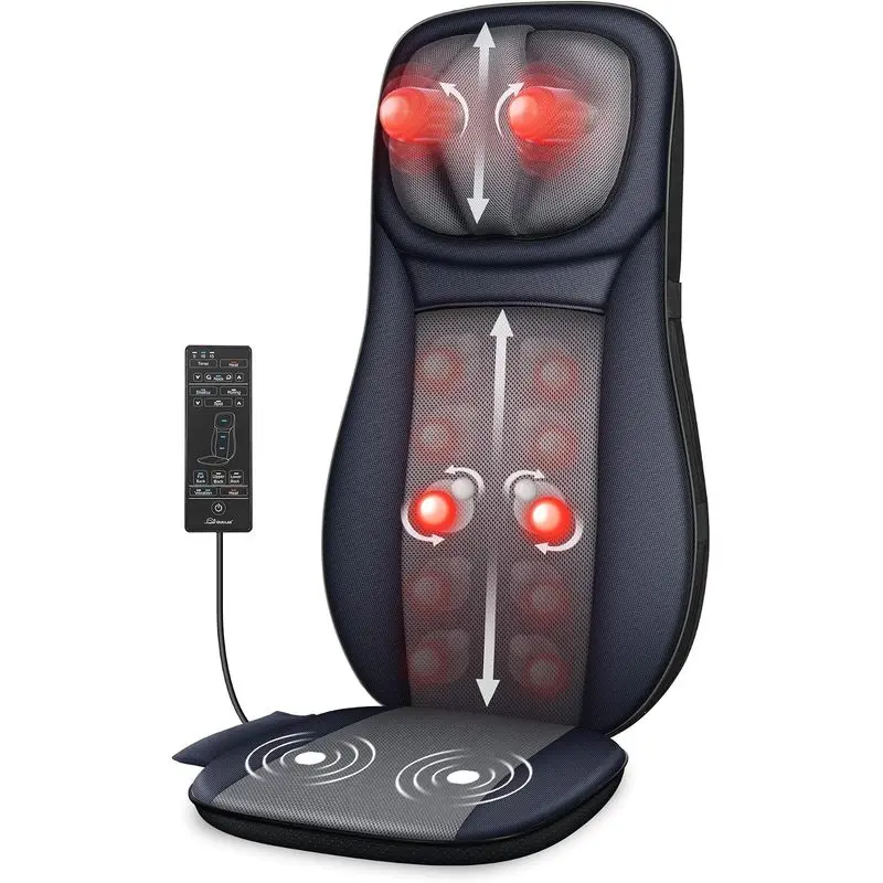 Blissfulmassage 3D Shiatsu Massage Chair Pad with Heat, Multifunctional Kneading Device for Neck, Back & Full Body, Gift-Worthy Home & Office Use with Storage-5084