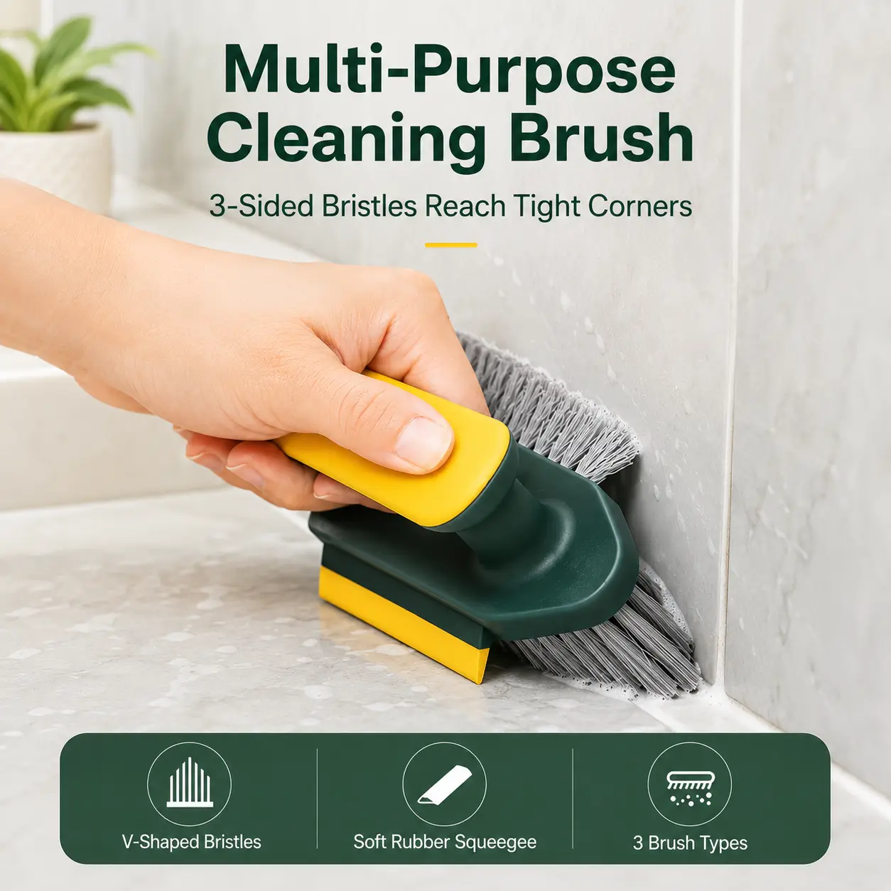 Comfortable 4-in-1 Handheld Gap Cleaning Brush Tool, 1 Pack Multi-Purpose Household Corner Scrubber for Camp Kitchen & Bathroom Cleaning Supplies,Portable,Strong,single, Kitchen Chores, High-Quality Plastic, Bathroom Chores, Multifunctional, With Handle