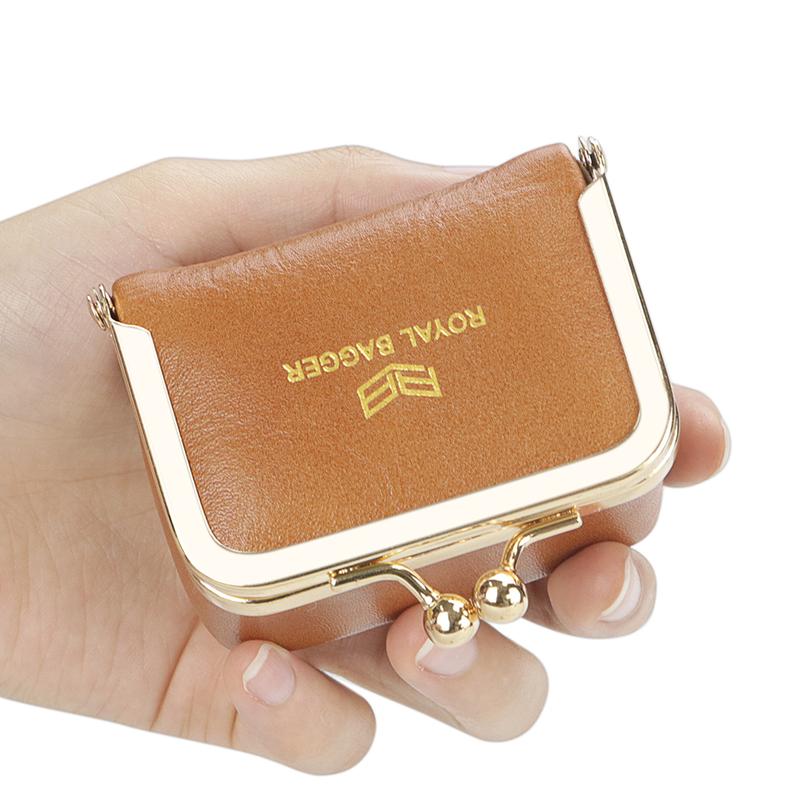 Big Size, Royal Bagger Genuine Leather Mini Jewelry Box, Ring & Necklace Storage, Retro Coin Purse with Kiss Lock for Women 4894