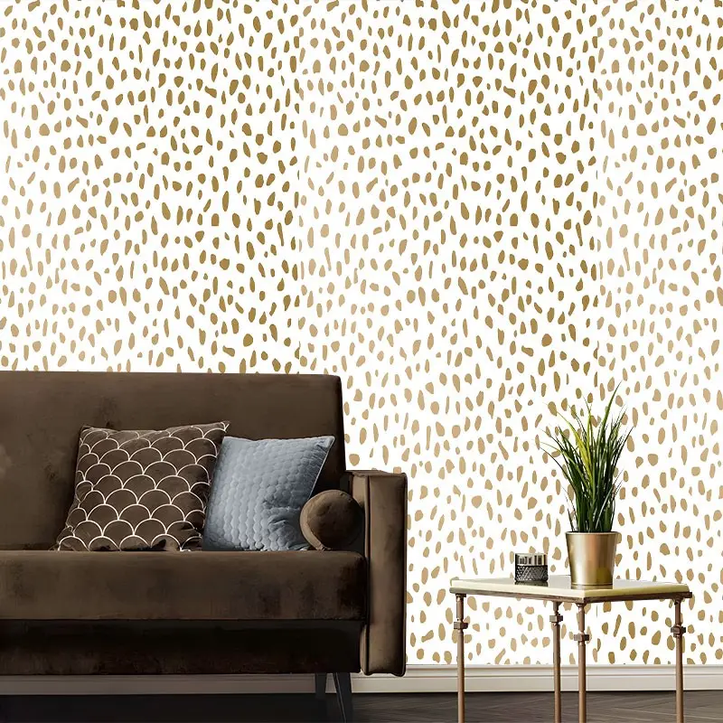 Gold Dot Speckle Peel And Stick Wallpaper Neutral Minimal Abstract Removable Self Adhesive No Residue Easy Install Contact Paper For Family Friends Colleagues Bedroom Furniture Kitchen Bathroom Multi Home Decor