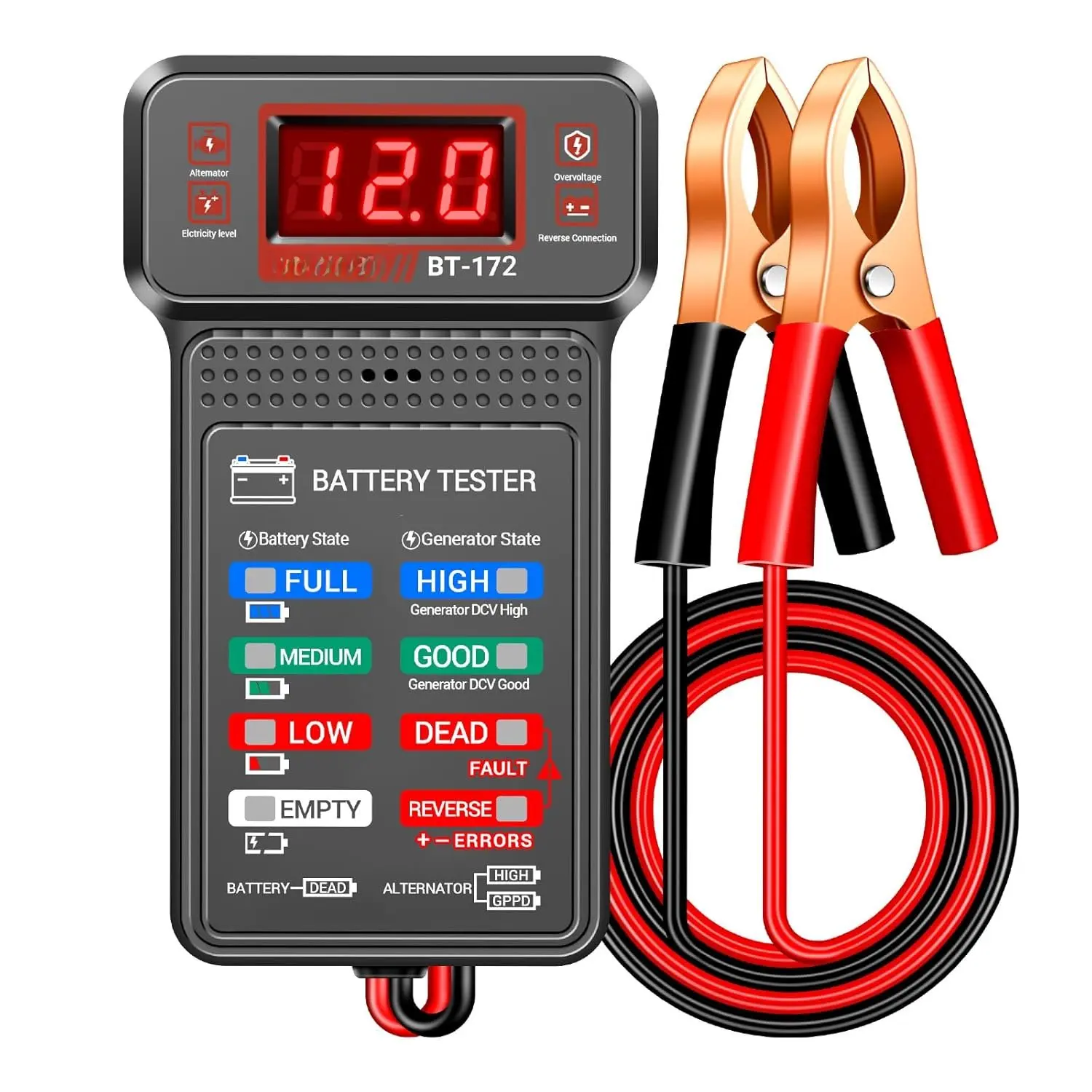 12V   Tester,Automotive Voltmeter and Alternator Analyzer | Digital Automotive  Tester with LCD Display,LED Indication and   for ,, and RV