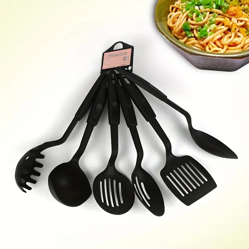 6pcs/set Kitchen Utensils Set, Including Ladle, Spoon, Slotted Spoons, Spatula, Slotted Turner, Spaghetti Server, High temperature resistant PP material Kitchenware Set, Home Kitchen Gadgets