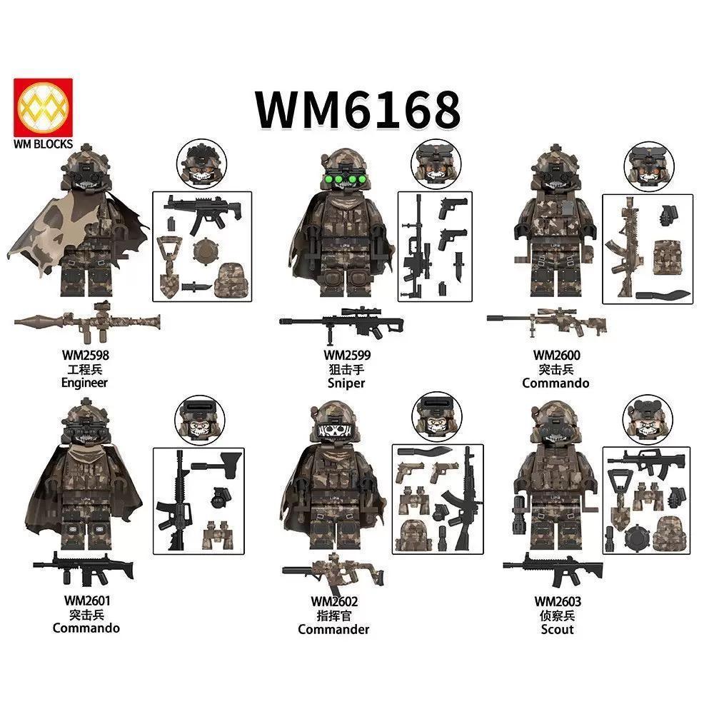 WM6147 WM6168 WM6169 Military Series SWAT Special Forces Building Block Commando Soldier City Police Cap Mini Action Figure Toys Collector Set 4.5cm ABS Plastic Figures popular