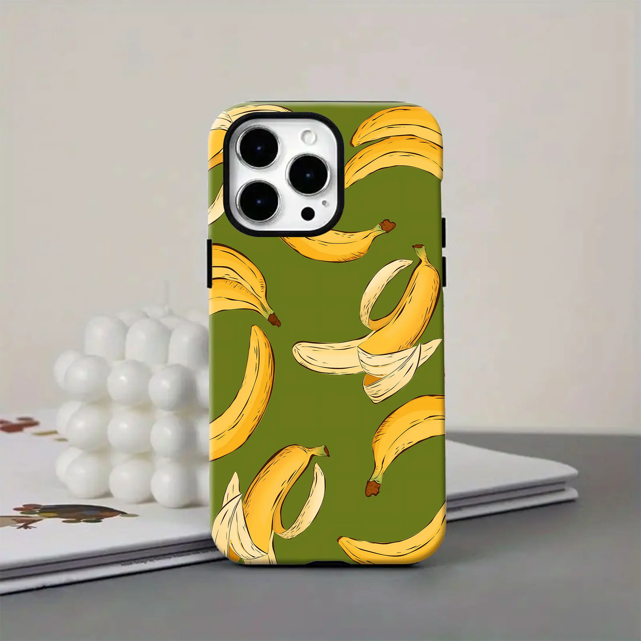 Banana Pattern Phone Case — Compatible with Samsung S26/S25/S24/S23/S22/S21, iPhone 17/16/15/14/13/12/11 phone cases. Made of durable TPU, drop-proof, anti-yellowing, and stylish matte finish.