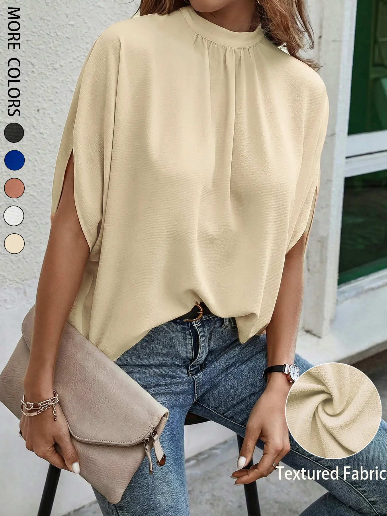 Women's Casual Loose Batwing Sleeve Shirt, Comfortable and Stylish Top for Daily Wear, Perfect for Relaxed and Everyday Use, Casual Summer Tops