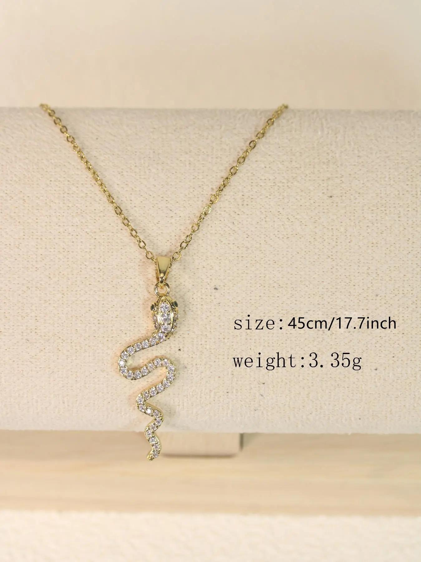 Women's Elegant Snake Design Rhinestone Decor Watch & Jewelry Set, Fashion Watch & Bracelet & Necklace & Ring Set, Trendy All-match Watch Set for Birthday Gift, Complete Accessories Set