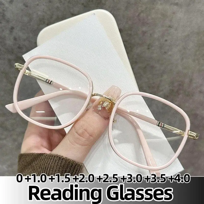 Unisex Fashion Square Blue Light Blocking Presbyopia Large Oversized Reading Glasses for Women Luxury Retro Far Sight Eyeglasses