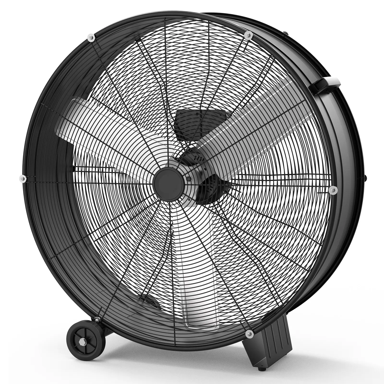 High Speed Air Circulator Fan, 30 Inch Heavy Duty Industrial Drum Fan, 3-Speed High Velocity Floor Fan, Heavy Duty Metal Air Circulator with Caster Handle for Patios, Warehouses, Commercial, Factories and Workshops