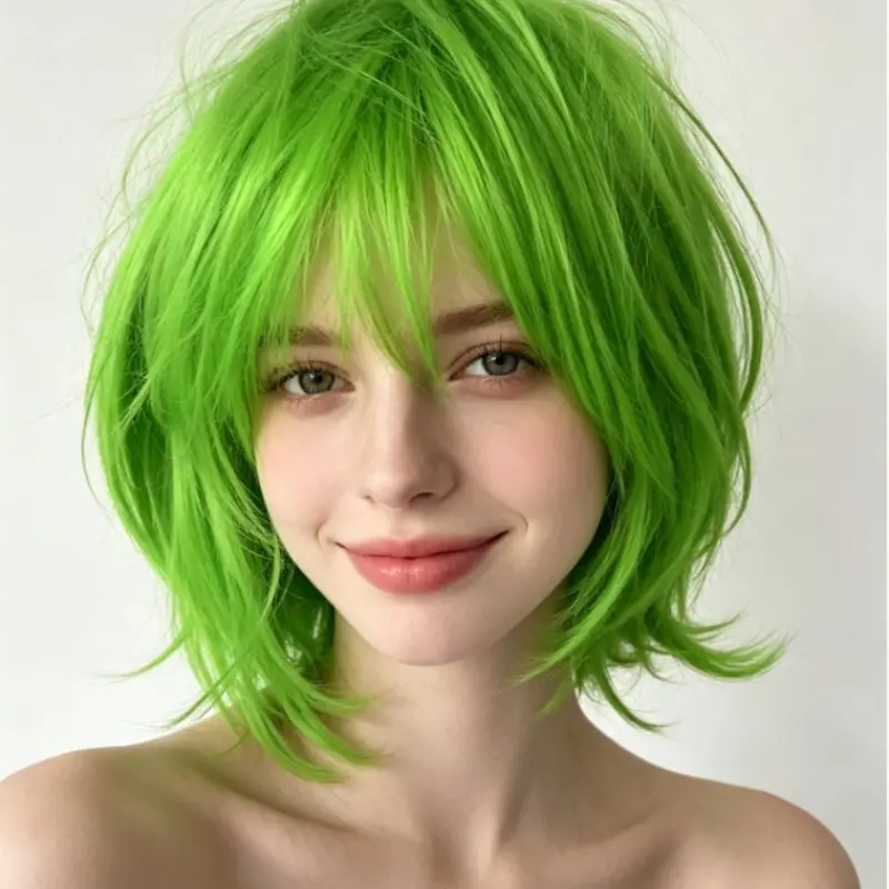 Shoulder-Length Short Hair Wig for Women, Cos Costume Wig, Colorful Realistic Wig, Party Styling, Comic Con, Adjustable Headband