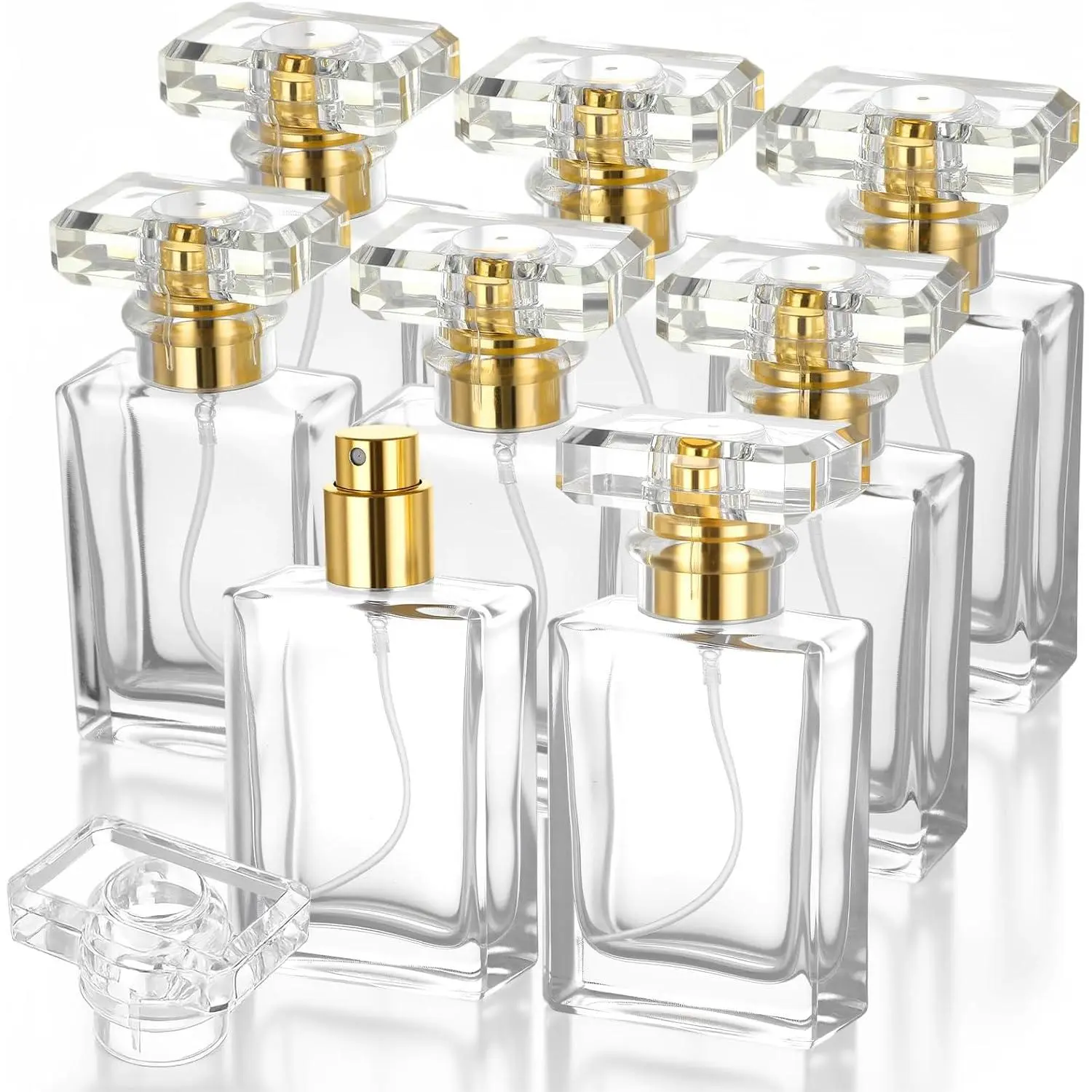8 Pack 1 oz/30 ml Perfume Bottles Empty Refillable, Glass Perfume  Bottles with  Mist Atomizer -  Square Empty Travel Containers for Essential Oils, Cologne & DIY Fragrances