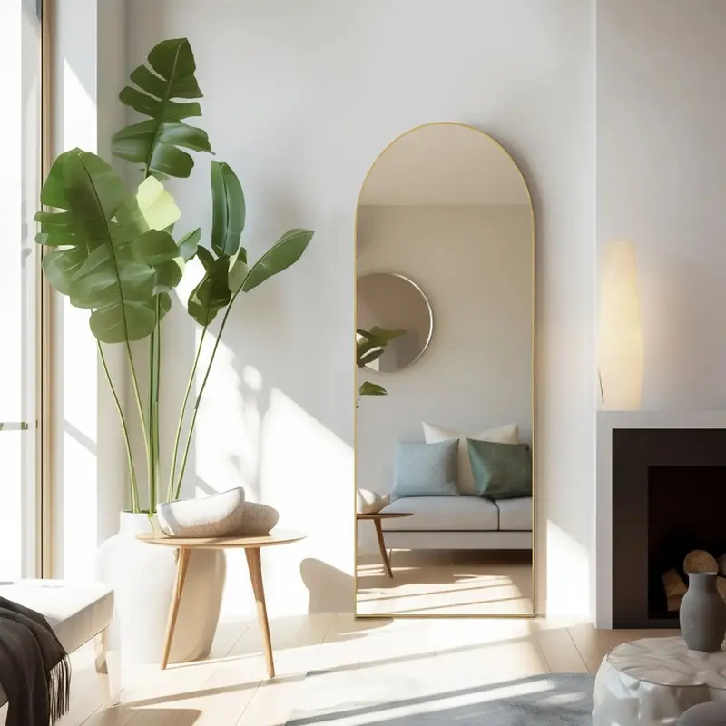 Full Length Mirror, Floor Standing Mirror Full Body Mirror with Stand, Wall Mirror Full Length Aluminum Alloy Thin Frame Hanging or Leaning for Living Room Bedroom Cloakroom Decor