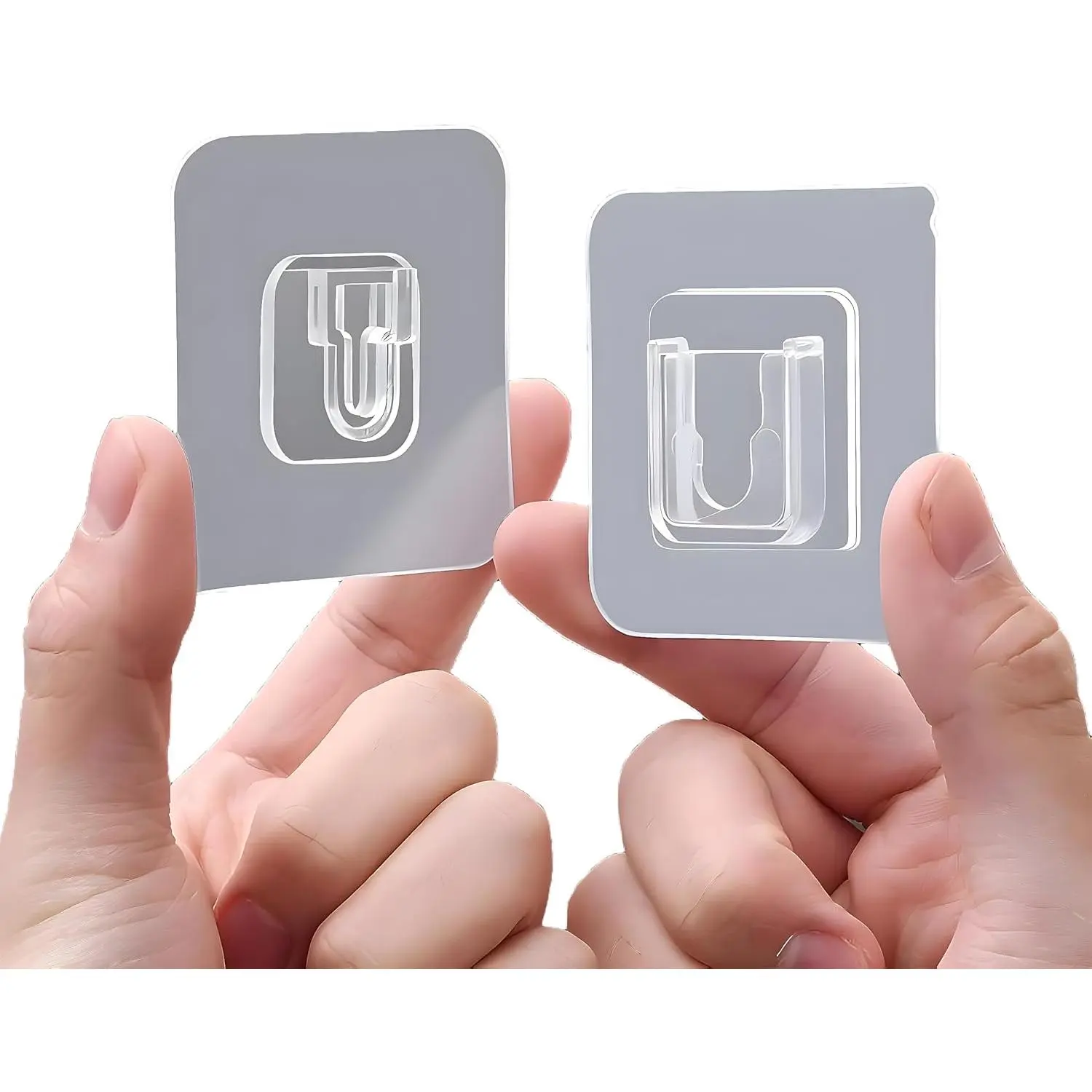 10 Pairs Clear Double-Sided Adhesive Wall Hooks - Mounted Door Hanger Kit - No Drill Sticker Hangers with Suction Cup  Bathroom, Kitchen