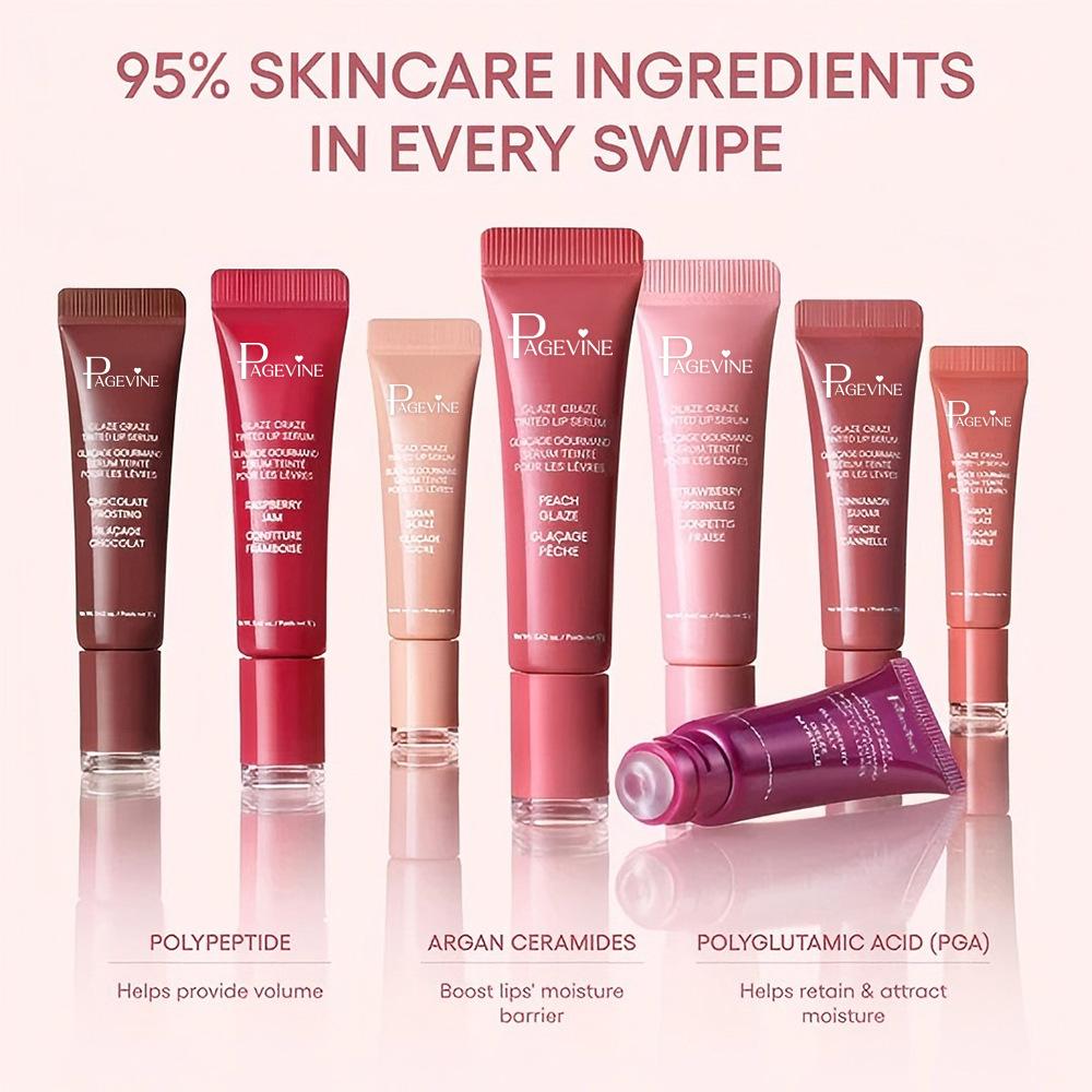 Page Vine Lip Gloss Set, Liquid Lipstick & Balm Trio, Moisturizing Long-Lasting Formula, Berry Color, Perfect for Women