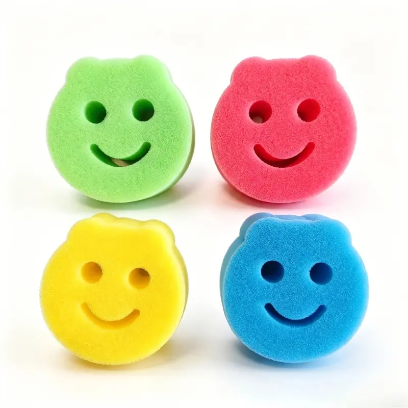 3‑Pack Random Pattern Cleaning Sponges , Temp‑Sensitive High‑Foam Seaweed Sponge with Hanging Hole, Soft Multi‑Purpose Kitchen Bathroom Cleaning Pads, Powerful Stain Removal, Surface Friendly