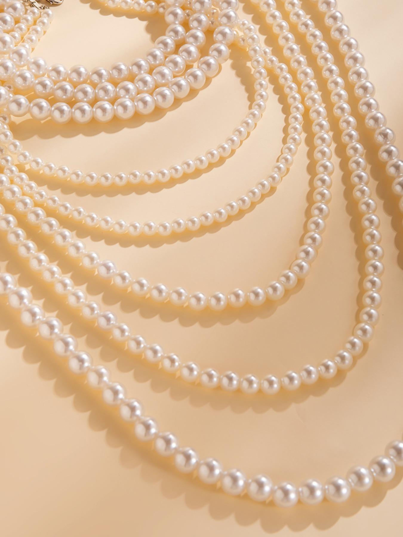 Women's Elegant Faux Pearl Decorated Necklace, Fashion Necklace, Exquisite Trendy Choker, Chic Jewelry As Gift for Girlfriend, Elegant Beaded Necklace