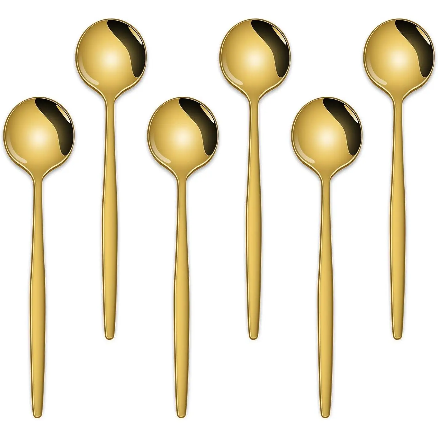 Gold Stainless Steel Cutlery Set of 6 5.1-Inch Durable Demitasse Mini Spoons for Coffee, Tea, Set Of Six