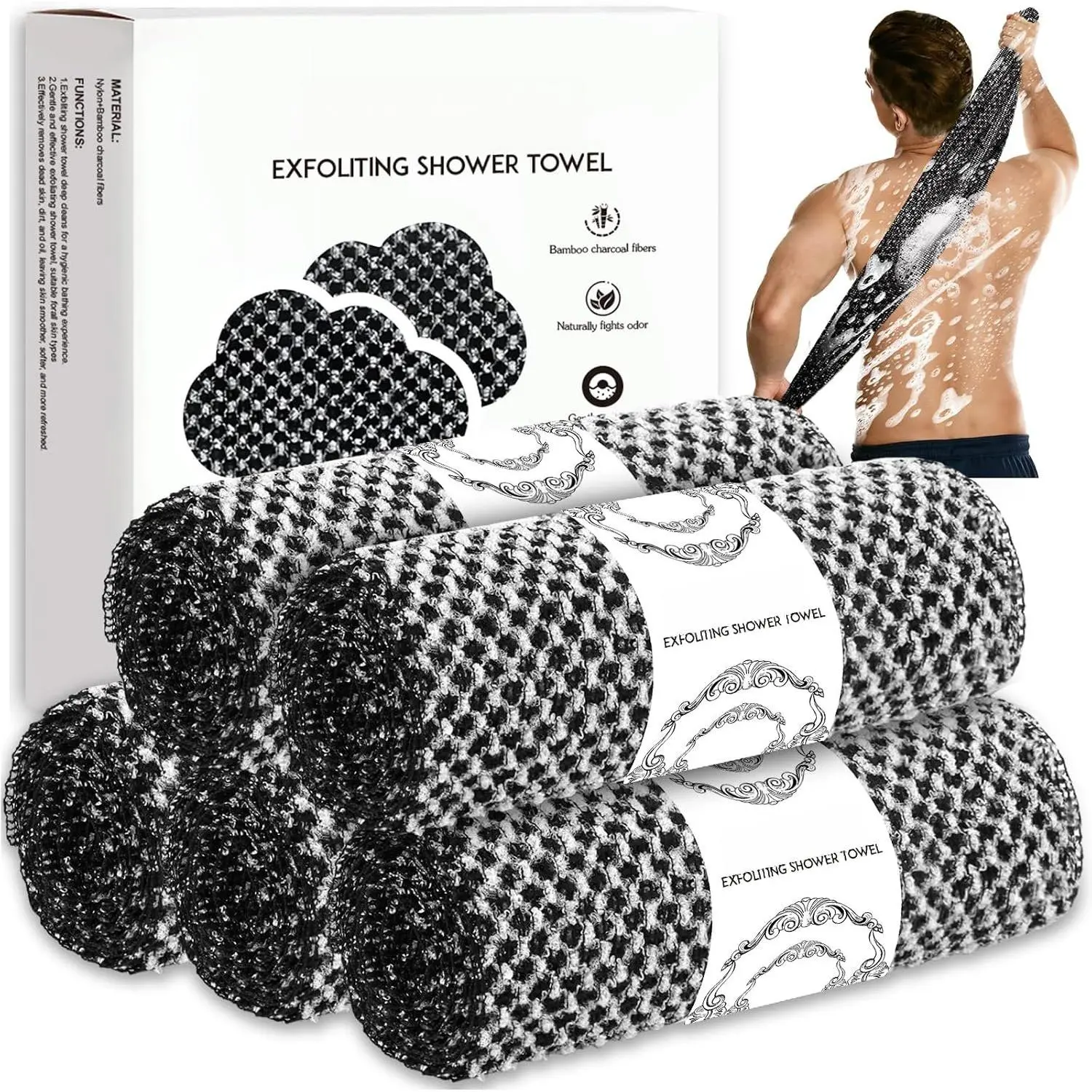 5 Pack   for Shower –  Shower Towel,  & Korean Scrub Washcloth,  Exfoliator, Loofah/Luffa Sponge Bath Cloth,  Scrub Towel,  Washer for Women & Men