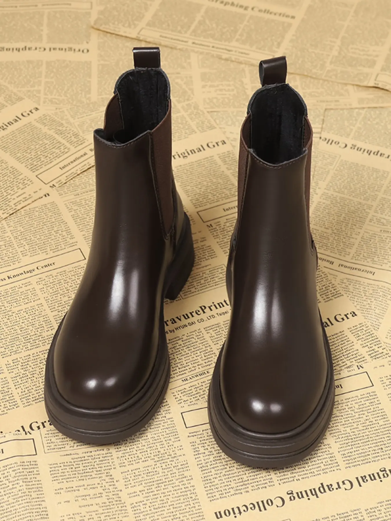 Women's Chelsea Boots Elastic Thick Sole Short Boot, Slip-On Design, Comfortable Fashion Daily Shoes, Casual Perfect Choice