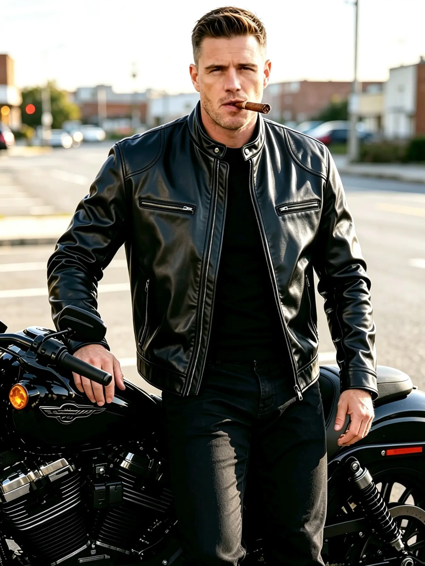 Men's Stand Collar Biker Motorcycle Classic Style PU Leather Jacket, Fall Winter Slim Fit Windproof Multi-Pocket Casual Leather Coat, Stylish Outerwear for Men