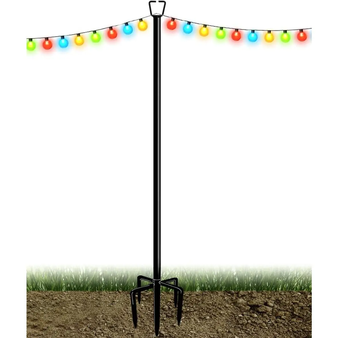 10FT Plug Floor String Light Poles for Outdoor String Lights for Garden, Backyard, Patio Lighting Stand for Parties, Bistro & Weddings, 1 Pack
