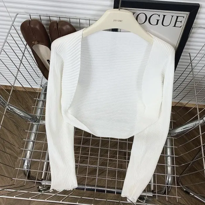 Women Knit Shrug Cardigan Open Front Crop Sweater Female Fall Winter Wrap-Up Knitwear Ladies Fall Winter Basic Outfit