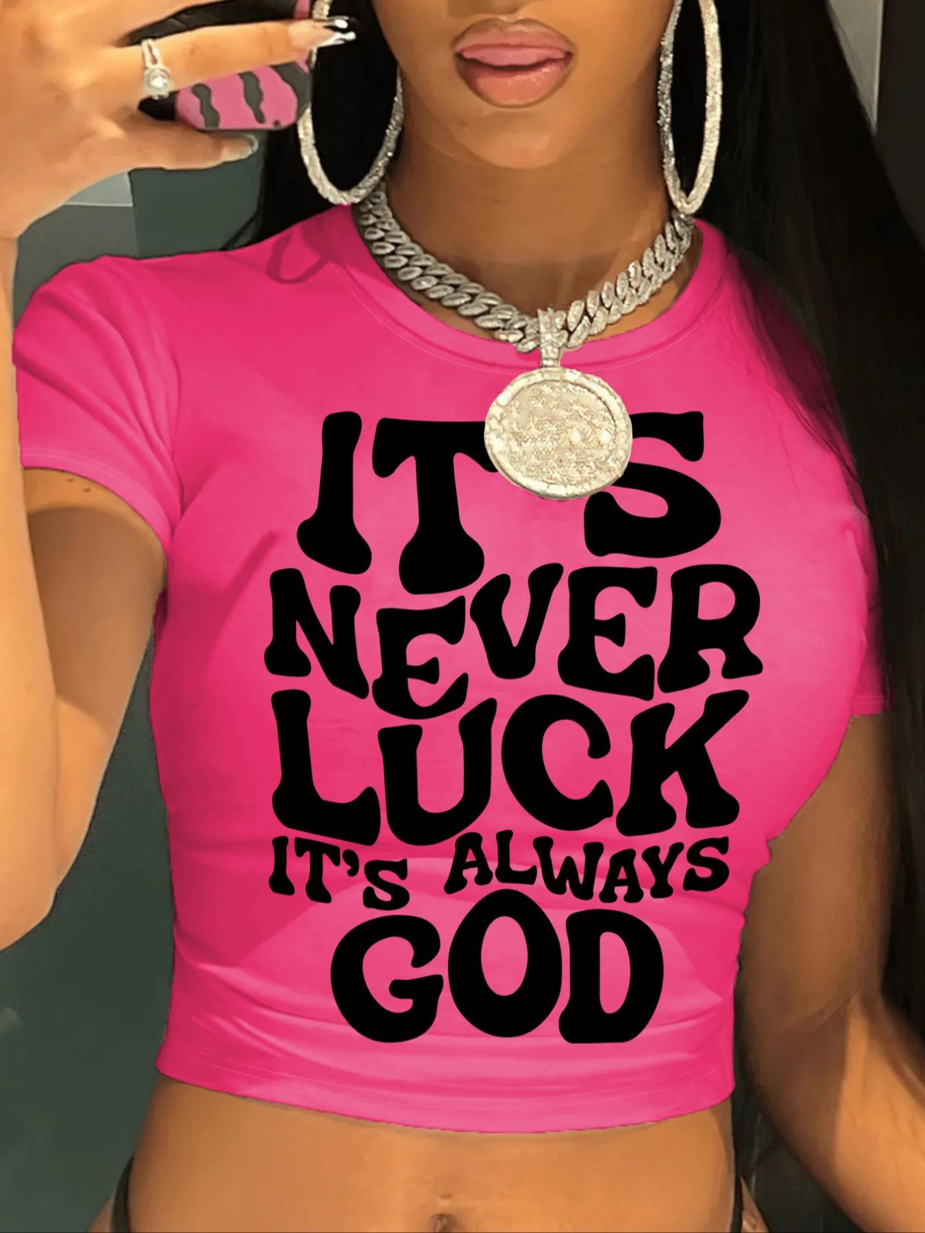 Women's Slogan Print Round Neck Crop Tee, Fashion Casual Crew Neck Skinny T-Shirt for Daily Holiday Vacation Outdoor Wear, Ladies Clothes for All Seasons