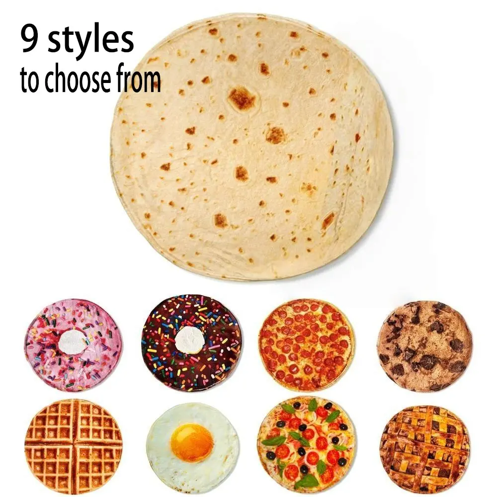 Food Themed Blanket, 1/2 Counts Realistic Donut & Pizza & Tortilla Pattern Throw Blanket, Soft Comfortable Nap Blanket for Home & Office, Cozy Throw Blankets