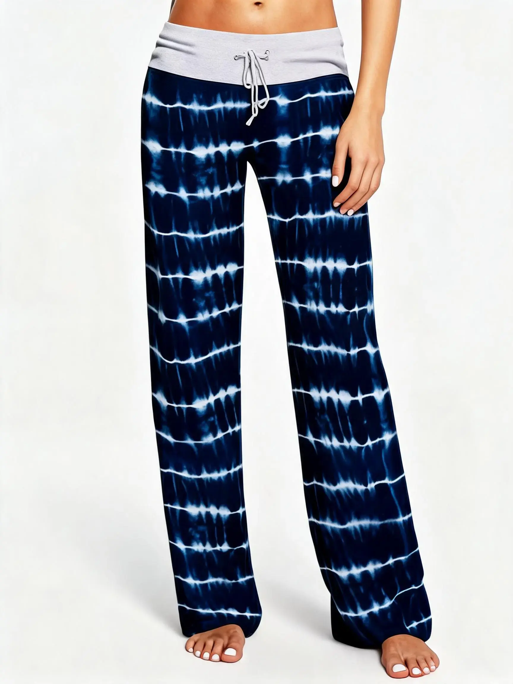 Women's new striped printed pants elastic pants casual pants loose pants soft and comfortable sleeping pants Nightwear Loungewear and Homewear Womenswear S-XXL Loose Fit Sleepwear