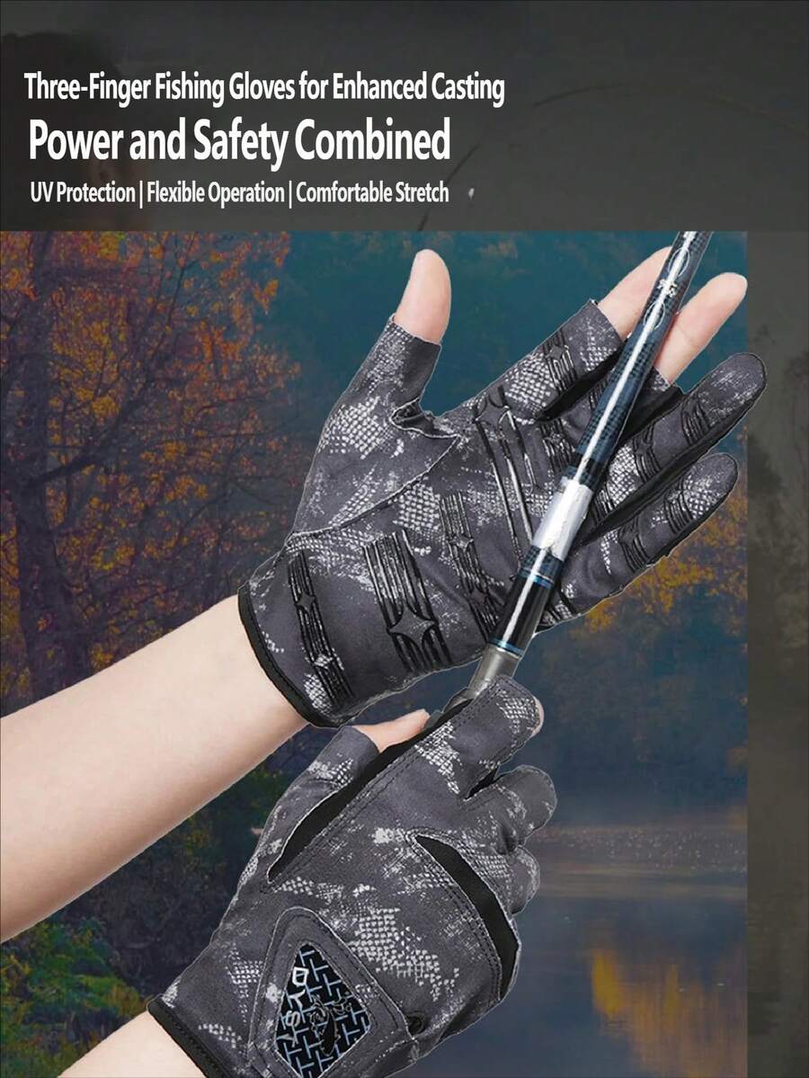 1 Pair Men Gloves Outdoor Fishing Breathable Lightweight Cycling For Anti Slip Wear Resistant