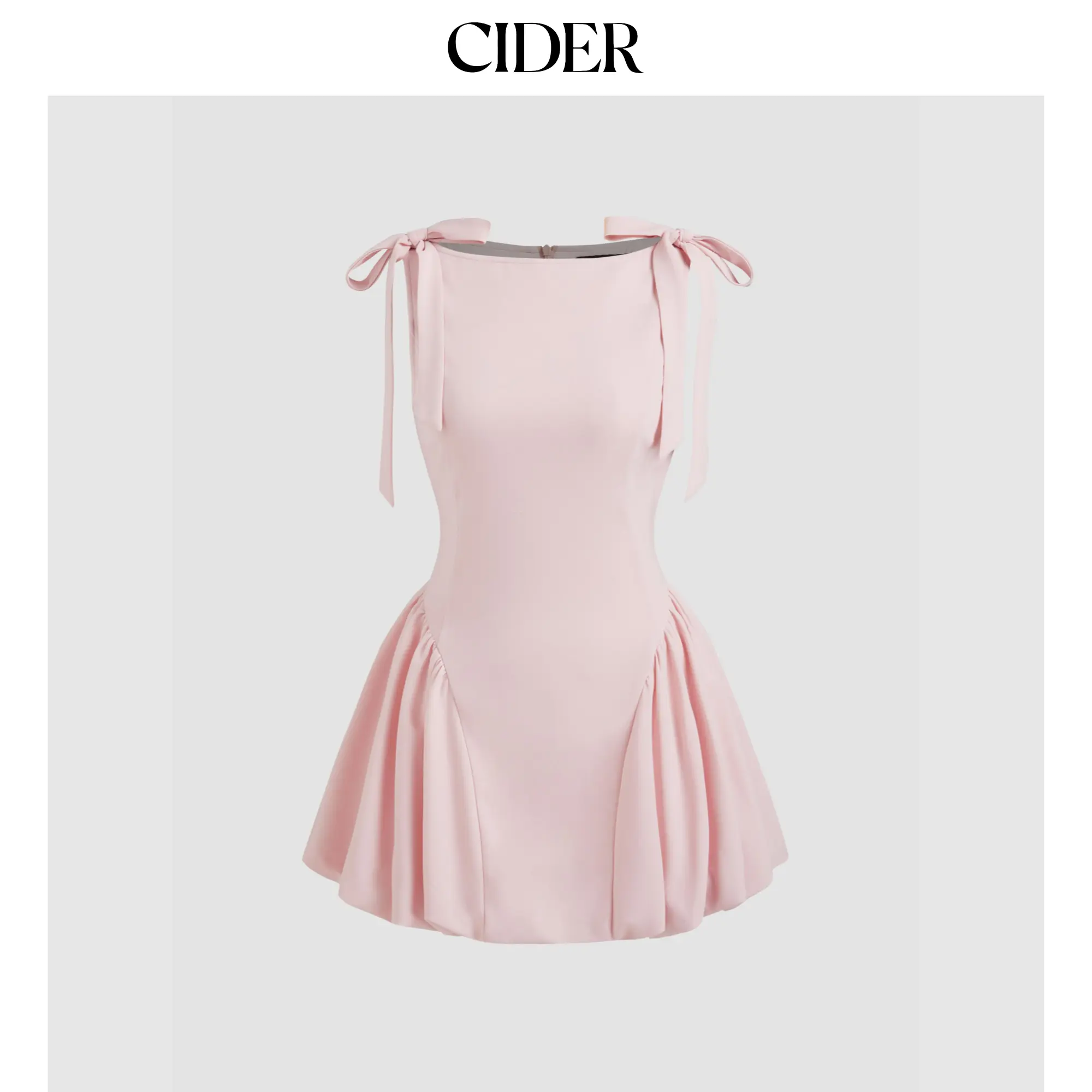 Cider [size 0-10] Boat Neck Bowknot Bubble Hem Mini Dress SummerFinds