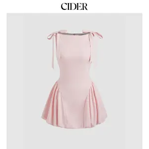 Cider [size 0-10] Boat Neck Bowknot Bubble Hem Mini Dress SummerFinds