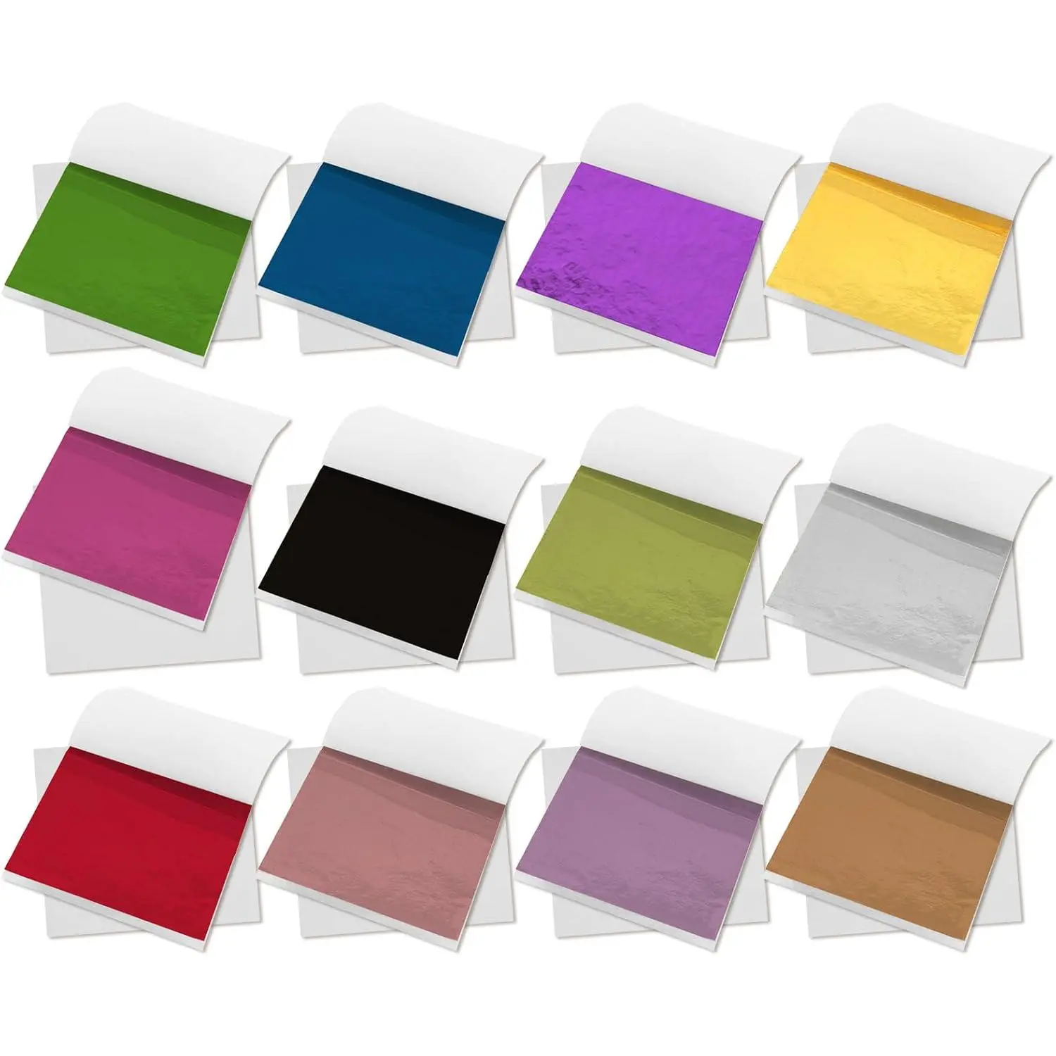120 Sheets 12 Colors Gold Leaf Sheets for Art, Multipurpose Coloured Foil Sheet Imitation Gold Foil Paper for DIY Crafts,Paintings,Nails,Handicrafts,Resin,Furniture Decoration (3.15 X 3.35 in)