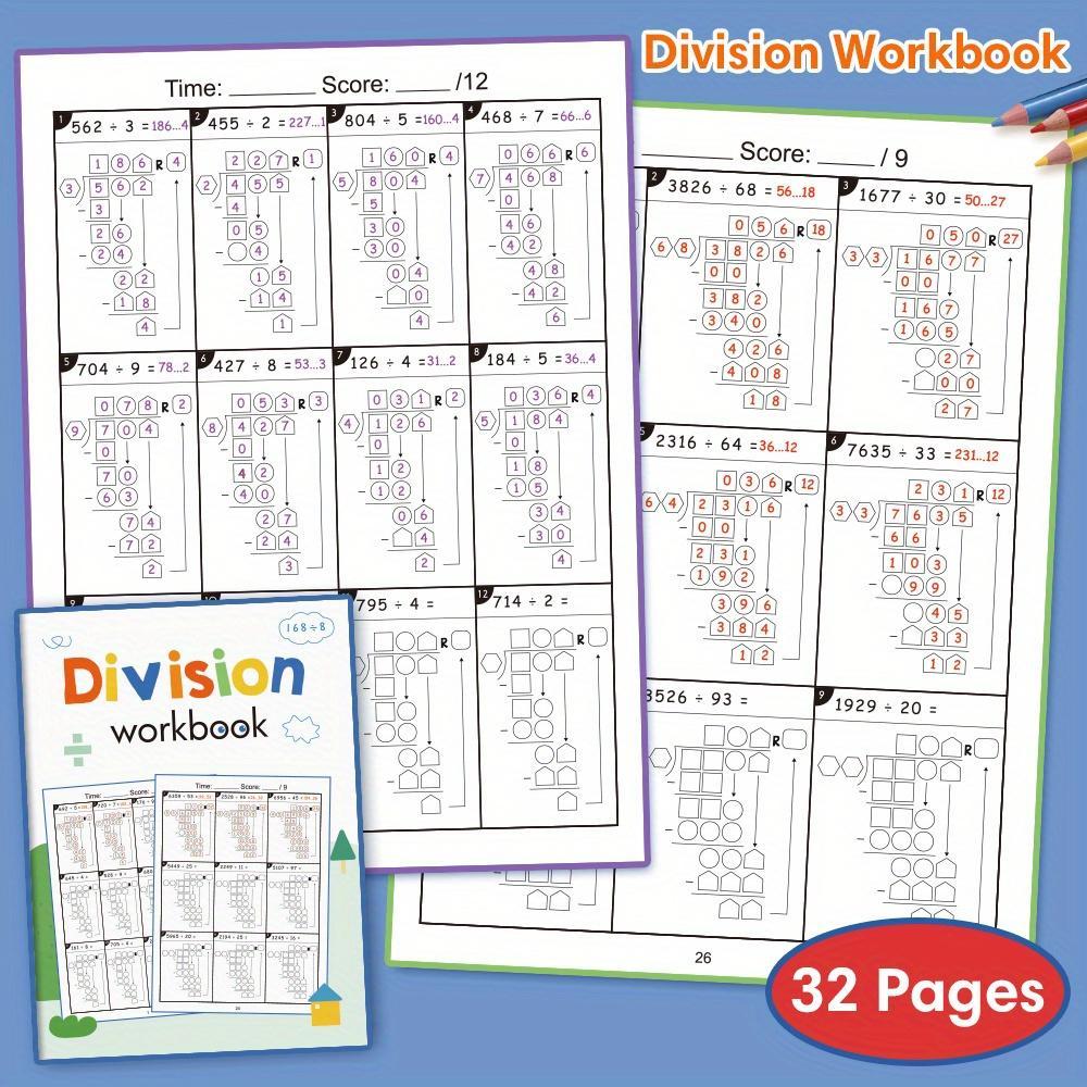 Multiplication Division Practice Books Set for Grades 3-5, Math Workbooks for Teenagers, Educational Mathematics Activity Book, Daily Practice Sheets, Learning Materials, Skill Improvement