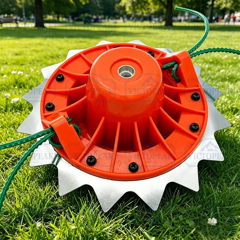 Dual Function Trimmer Head, Stainless Steel Serrated Weeder Replacement with Heavy Duty Serrated Nylon Trimmer Line, Universal Grass Cutter Head for String Trimmer Lawn Mower