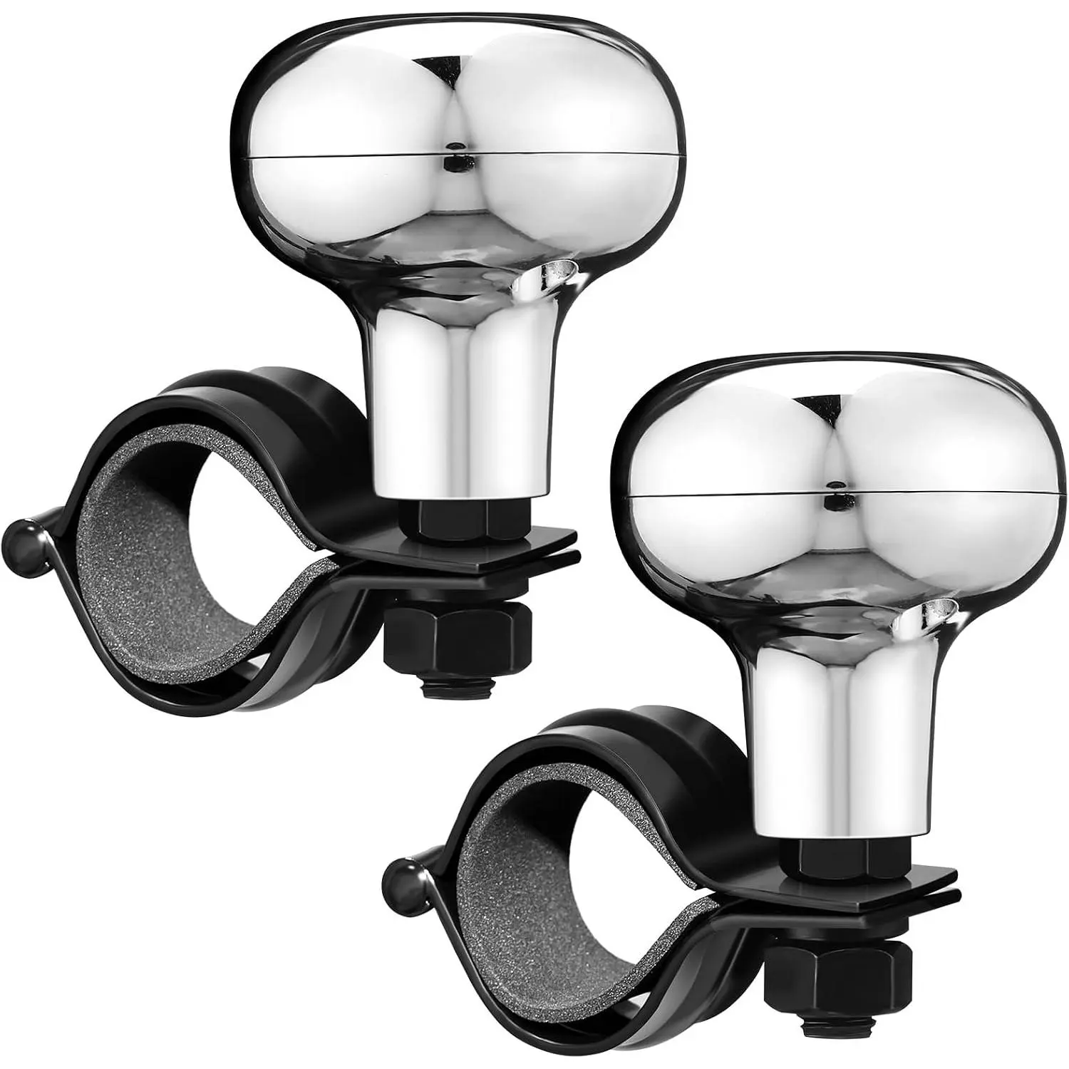 2 count Steering Wheel Knob Spinner 360 Rotation,Electroplating |  Fit for    ,  Knobs Assist -hand Steering, Metal Clamp Secure Easy Install