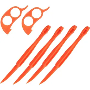 Premium Plastic Orange Peeler Lemon Citrus Peel Cutter Vegetable Slicer Fruit Tools (Long Handle Type Orange 4 Pack; Mouse Type orange 2 Pack)