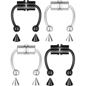 1-16Pcs 16G 18G 20G 22G Nose Rings Hoops Piercings Fake Nose Ring Septum Lip Rings Clip On Cuffs Jewelry Women Men Cartilage Hoop EarringGift