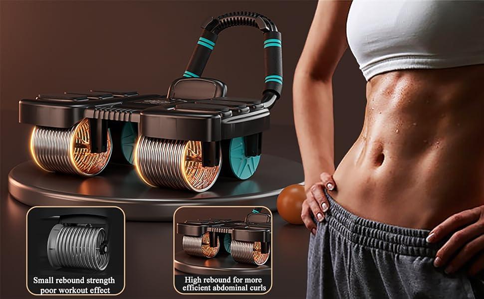 4-Wheel Beginner-Friendly Ab Roller – Smooth Noise-Free Automatic Rebound, Extra Thick Elbow Support & Knee Pad Included – Heavy-Duty Home Gym Core/Full-Body Workout Equipment (Black) 4-Wheel Beginner-Friendly Ab Roller – Smooth Noise-Free Automatic Rebound, Extra Thick Elbow Support & Knee Pad Included – Heavy-Duty Home Gym Core/Full-Body Workout Equipment (Black)