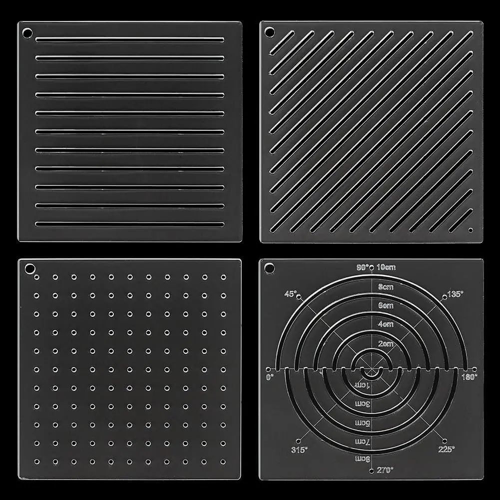 4 count  Sashiko Stencil, Dots, Lines, Arcs, Slashes  Embroidery Tool Drawing Line Template for Hand Quilting and Embroidery, 2.5mm Thick