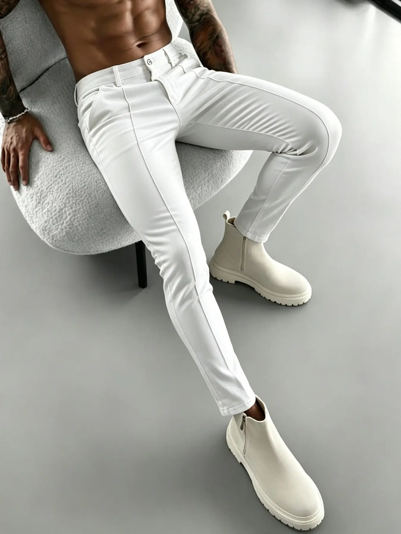 Men's Fashion Casual Slim-Fit Suit Pants, Versatile Business Essential Formal Wear, Formal Attire, Plain Pattern, Minimalist, All Seasons Wear, Comfortable and Stylish, Menswear