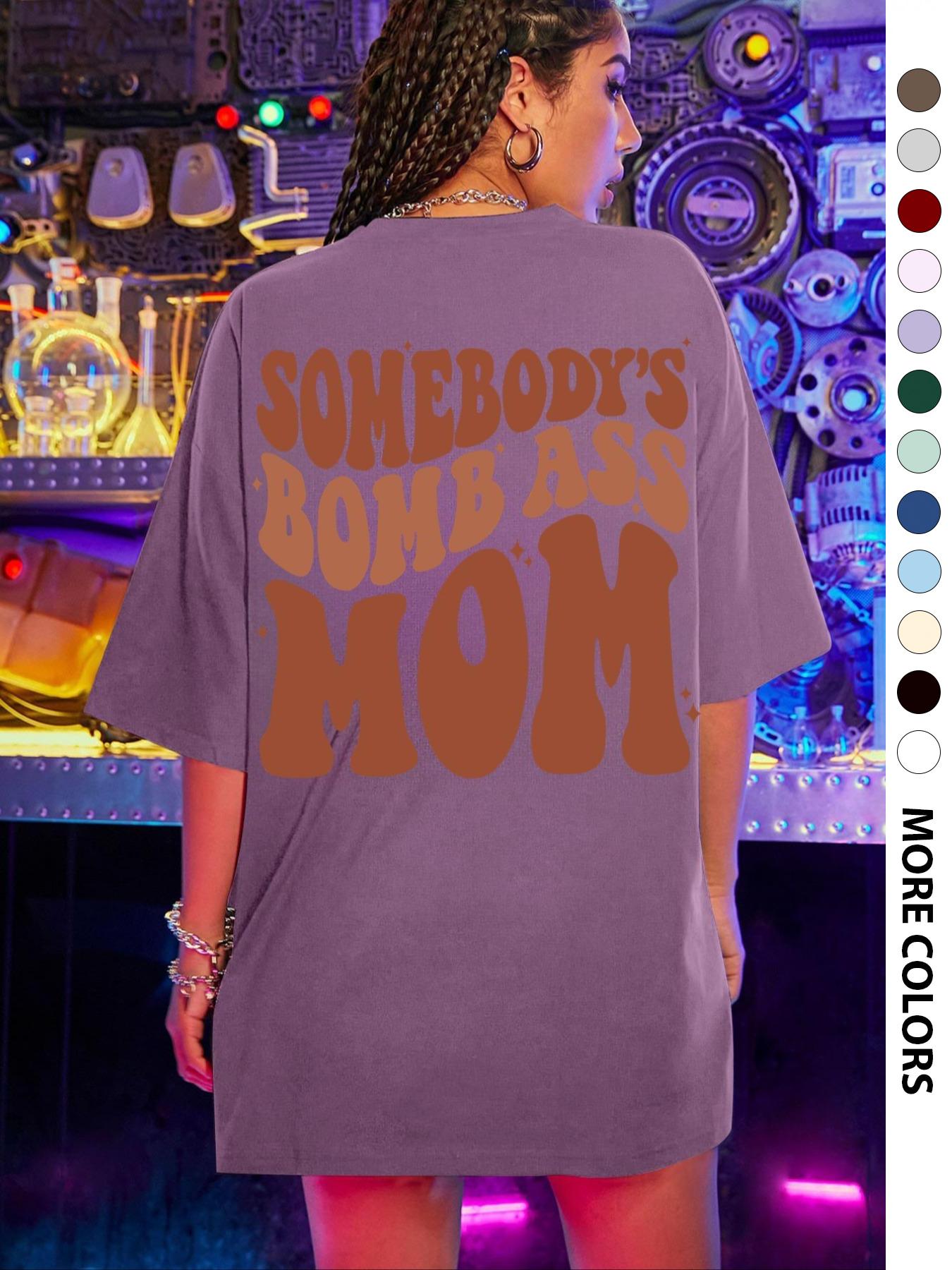 Women's Letter & Cartoon Face Print Drop Shoulder Tee, Casual Style Half Sleeve Round Neck T-Shirt for Daily Wear, Ladies Clothes for All Seasons