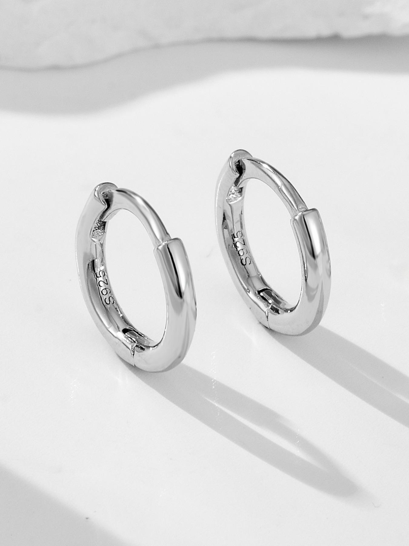 S925 Sterling Silver Hoop Earrings, Fashionable Minimalist Hoop Earrings for Women & Girls, Trendy All-match & Exquisite Jewelry for Birthday Gift