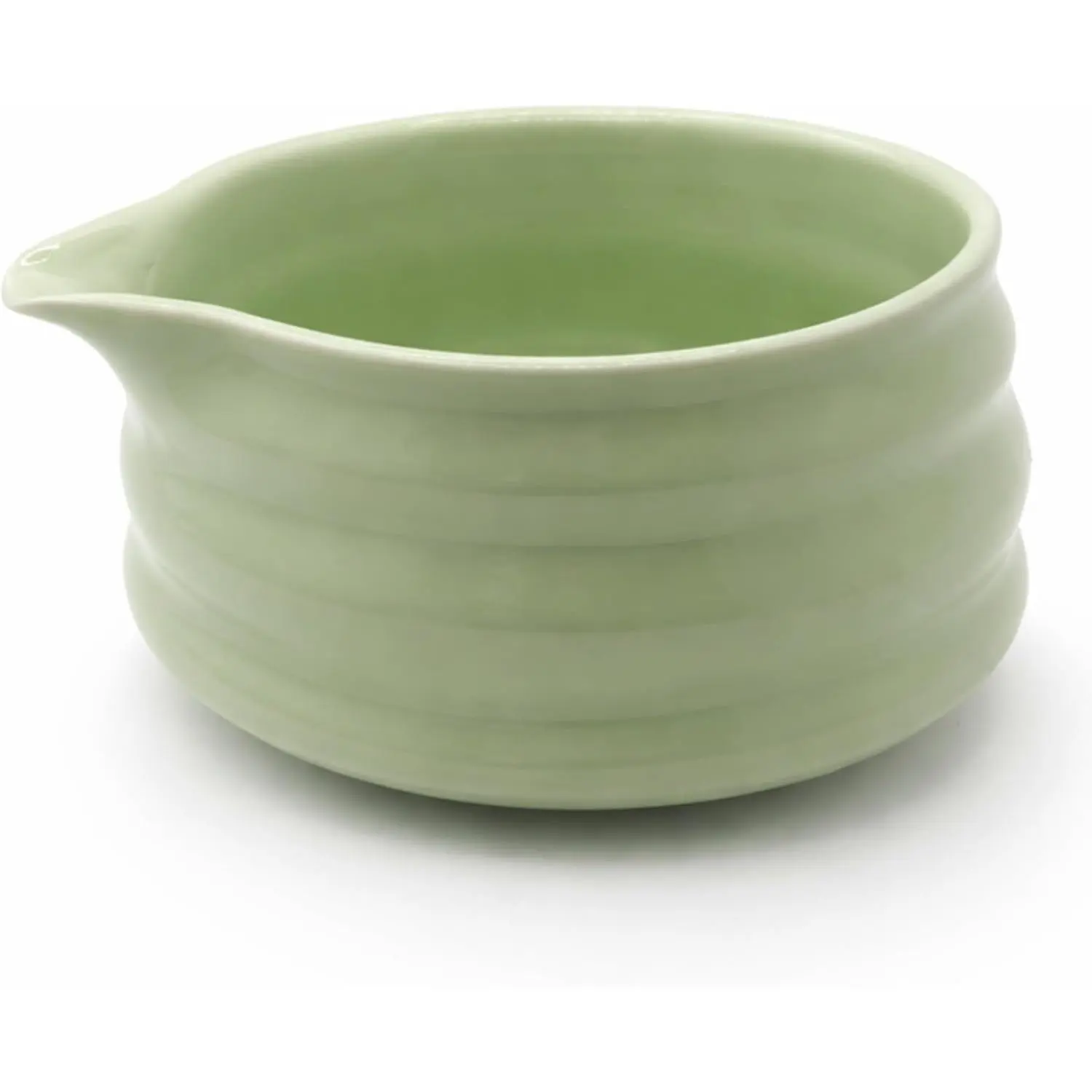 Ceramic Matcha Bowl with Spout, Green Chawan Mixing Bowl for Whisking and Pouring Matcha Tea, Dishwasher Safe