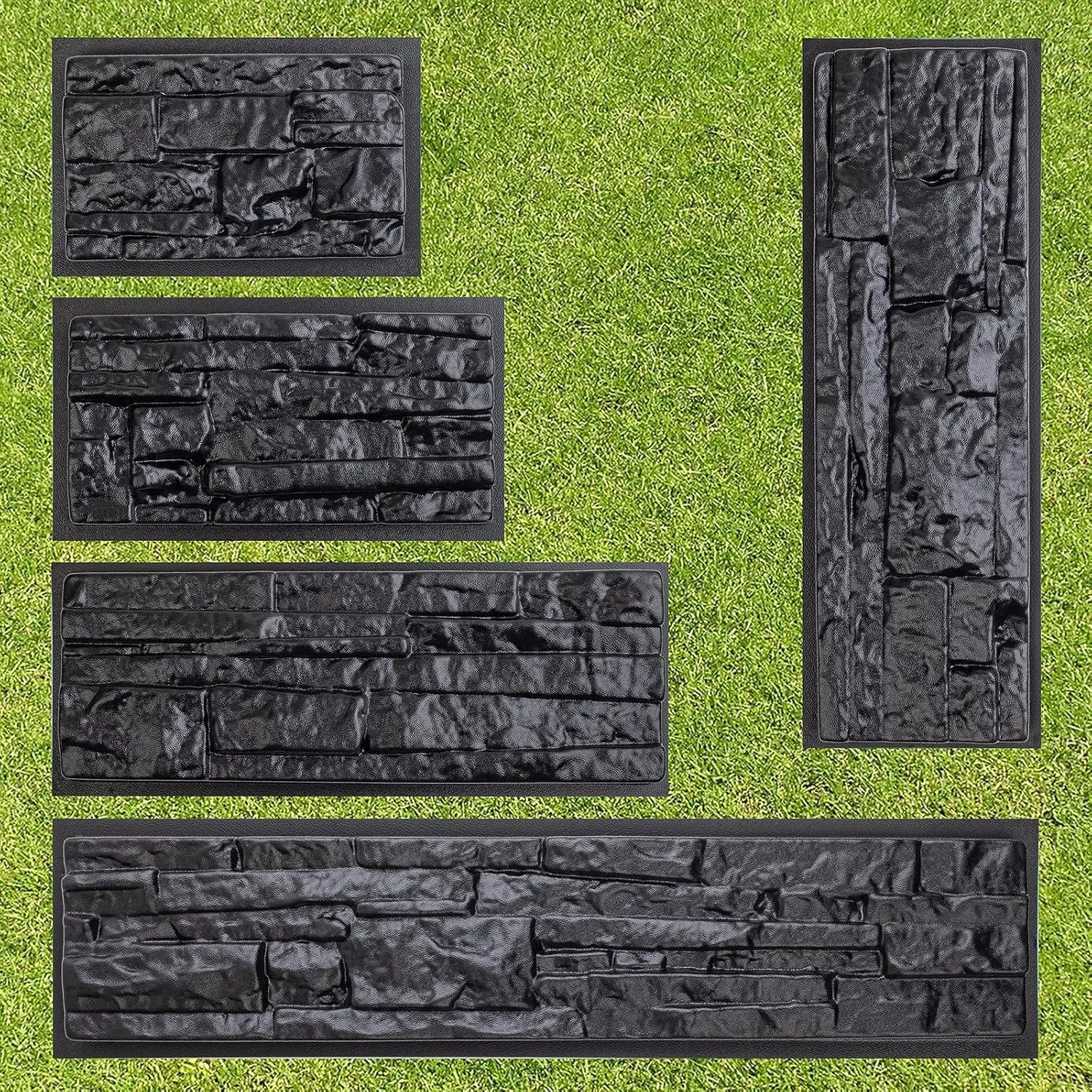 5 Pcs 2mm ABS Plastic Molds for Concrete Plaster Cement Tiles, Brick Stone Veneer Flagstone Limestone Molds for Wall Stone Decoration