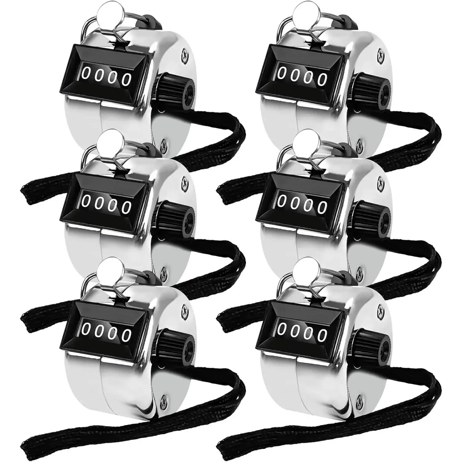 6 Pack Clicker Counter, Hand Tally Counters Clicker with Black Nylon Lanyard, 4 Digit Display Pitch Counter for Knitting, Coaching, Golf, Lap,Fishing,Umpire, Baseball, Row Yifanyou Sports
