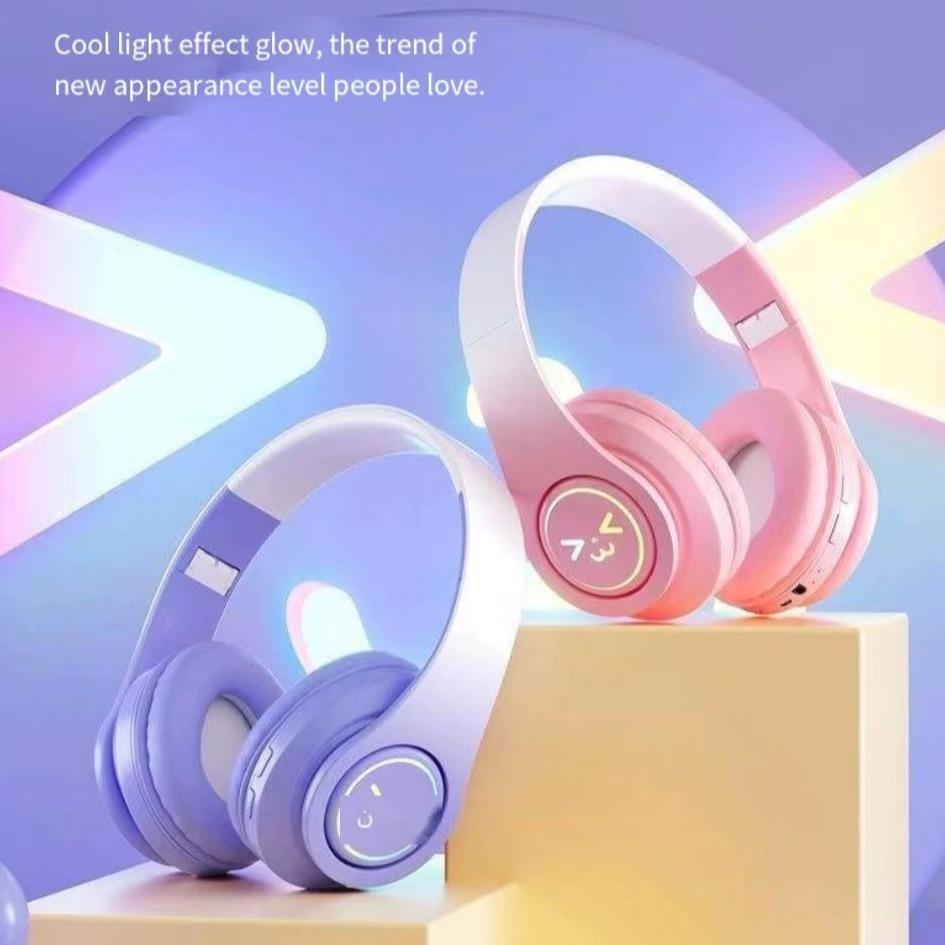 Wireless Headphones, Over-ear Design Headphone with Light Effect, Foldable Headphones Suitable for Gaming, Office, Queue, Audio