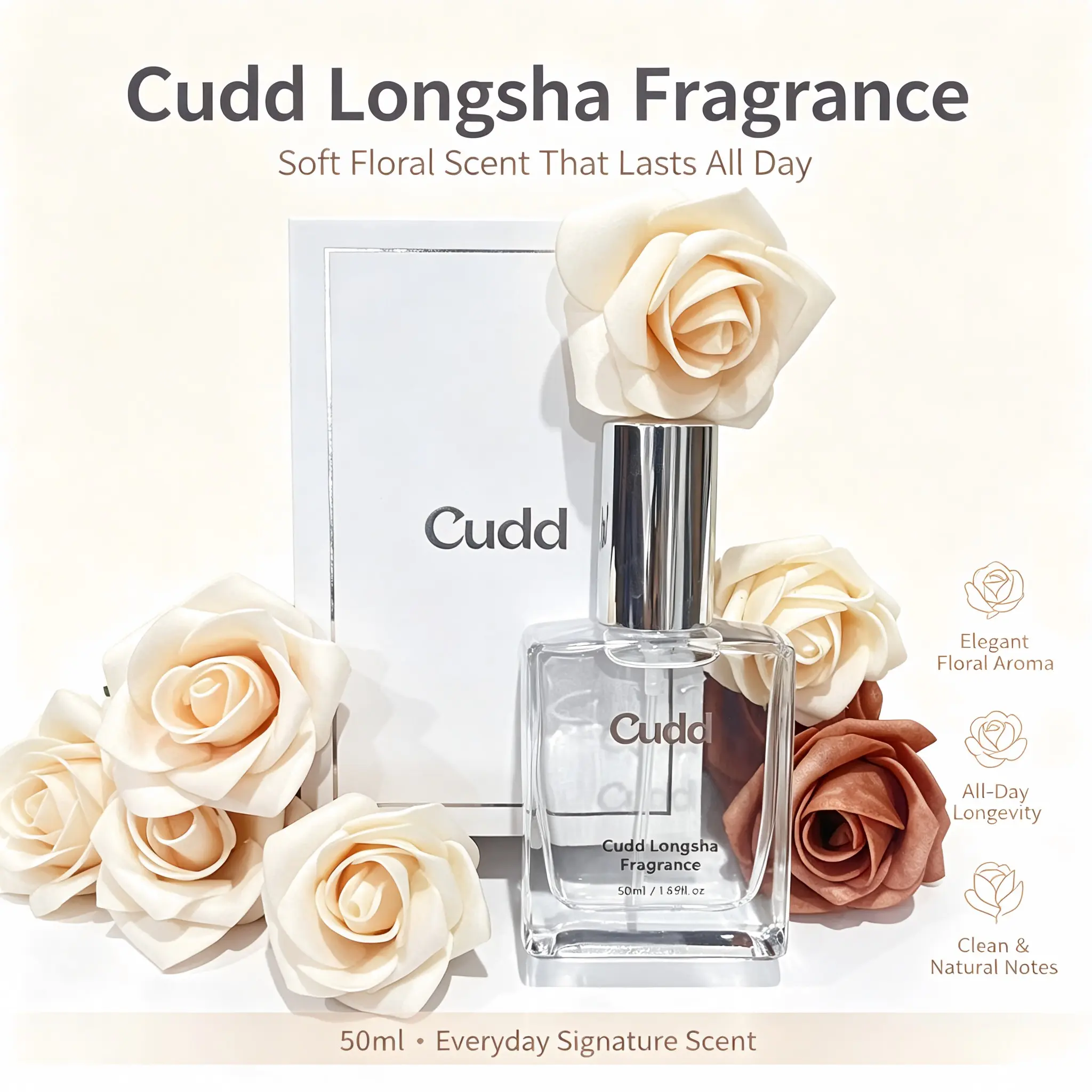 Cudd Longsha Eau de Toilette, Cedar Woody Unisex Perfume 50ml, Long Lasting Neutral Fragrance for Men Women, Gift Box Perfume