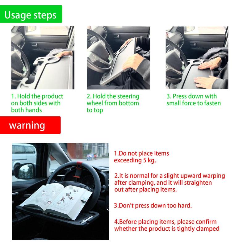 Portable Steering Wheel Dining Table, Car Laptop Computer Desk, Eat Work Drink Food Coffee Tray Board, Car Console Organizer, Car Interior Accessories