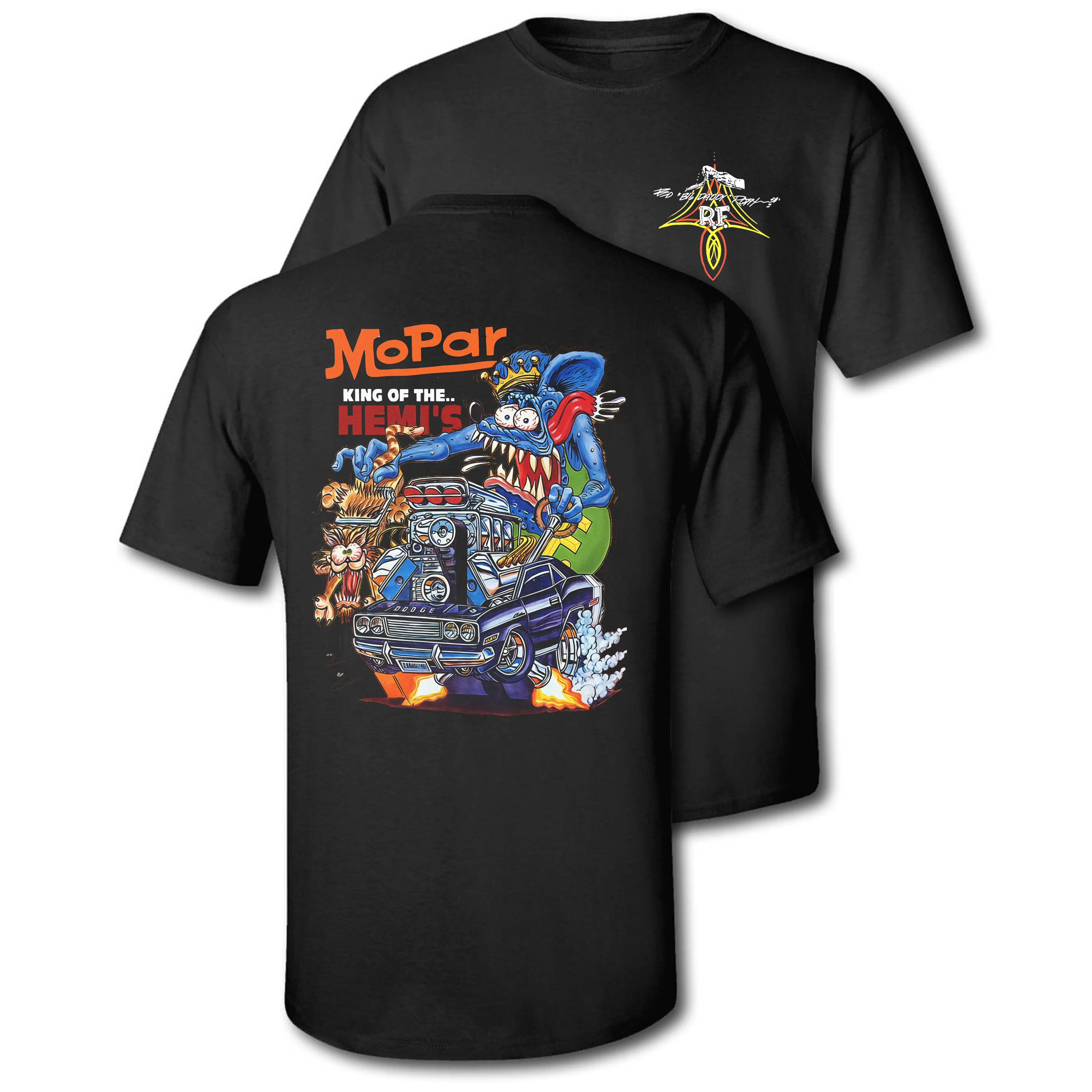 Women's Vintage Classic Fitted Short-Sleeve Unisex T-Shirt -S, Customized Rat Fink Mopar King of Hemis Graphic, Casual Cotton, Gym Streetwear Style