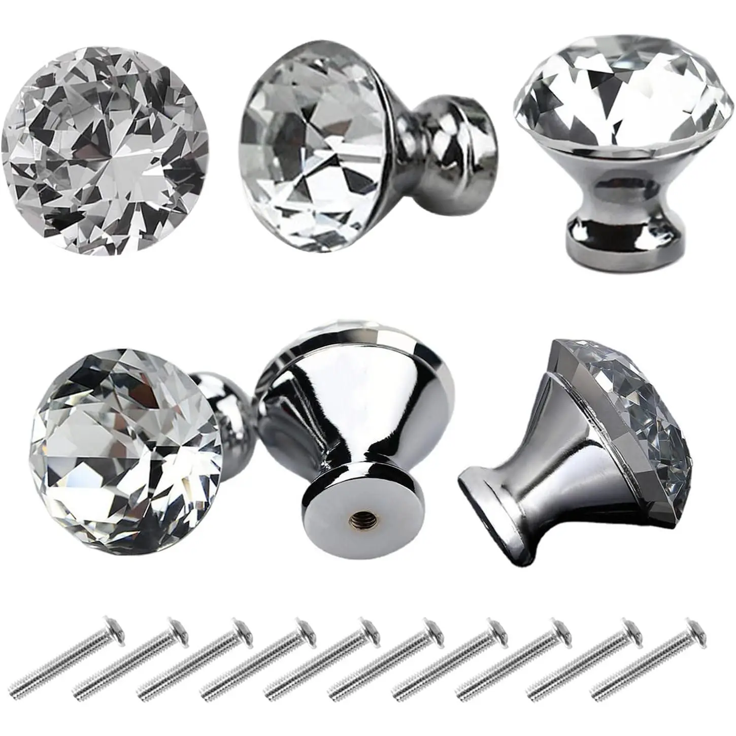 10 count Cabinet Knobs 1.2'' Dresser Knob  Glass Drawer Pulls and Knobs  Shape  Knobs for Kitchen Cupboard Bathroom Pull Handles (30mm Clear)